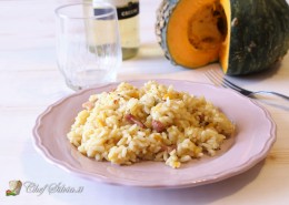 Risotto zucca, gorgonzola e speck